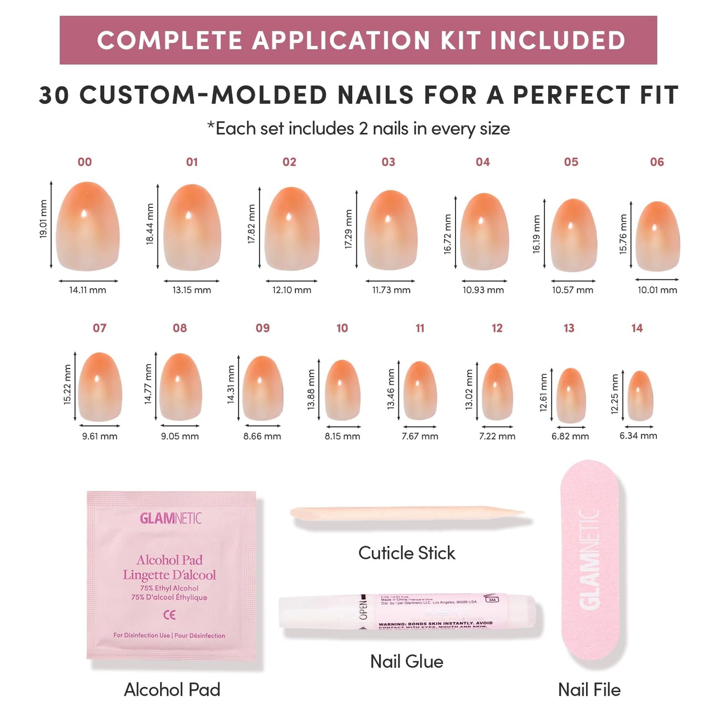 Glamnetic Press On Nails - Candy Corn | Short Oval Fake Nails with Ombre Design and Glazed Finish, Salon Quality Halloween Nails | 15 Sizes - 30 Nail Kit with Glue
