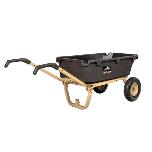 TerraTrek Heavy-Duty Garden Cart on Wheels – 7 Cu. Ft. 2-in-1 Utility Wagon & Wheelbarrow, Push or Tow Design, 600 lb. Capacity, All-Terrain Utility Cart with 13" Pneumatic Wheels