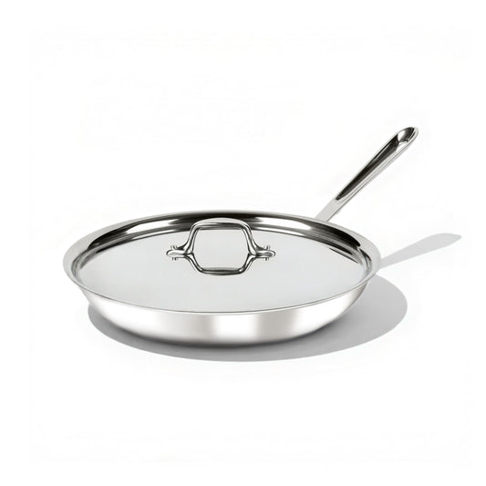All-Clad D3® Stainless Steel 12 inch Frying Pan With Lid- Made in the USA- The Original Bonded Professional Cookware- Oven Safe & Induction Compatible