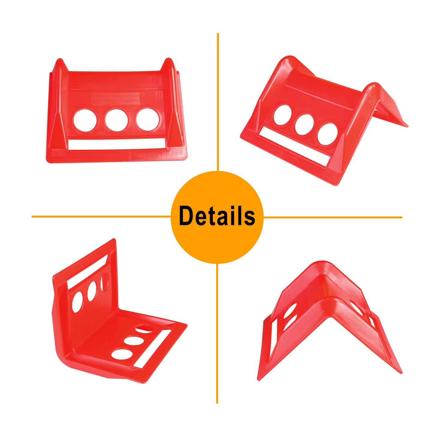 ENJ 20 Pack Flatbed Edge Protector, Edge Corner Tie Down Protector for Up to 4 Inch Straps, Protects Cargo Edges, Flatbed Accessories Plastic Protector (RED)