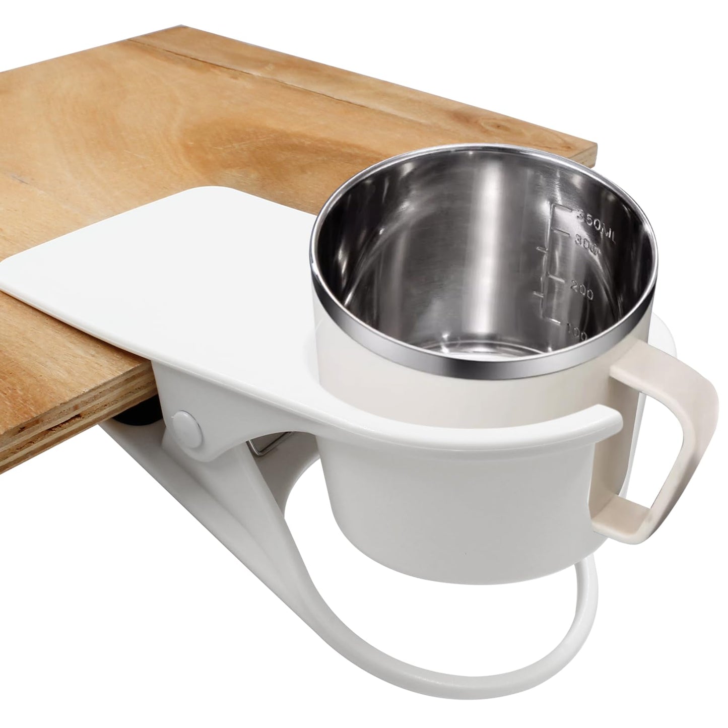 Jiozermi Drinking Cup Holder Clip, Desk Drink Holder with Clip for Water, Soda, Coffee Mug (White)