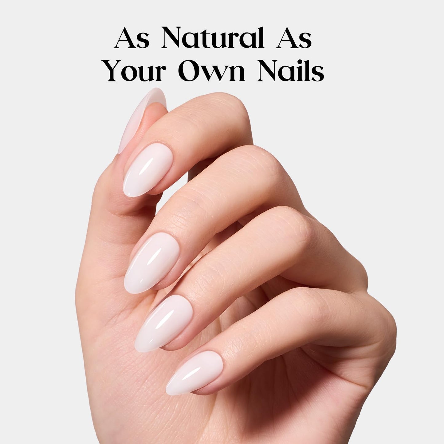 Beetles Natural Milky White Short Oval Press On Nails - White Press On Nails Short Oval with Nail Glue, Salon Quality in 16 Sizes - 32Pcs Soft Nail Gel Nail Kit Gift for Women