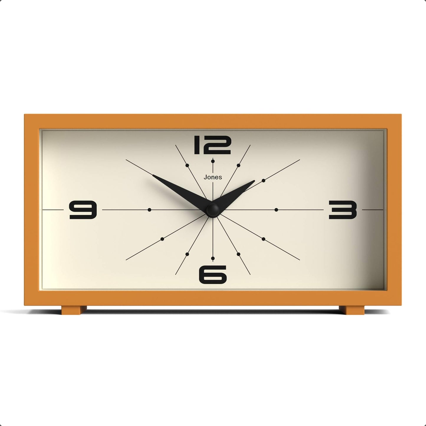 JONES CLOCKS® Odeon Desk Clock | Modern Rectangular Design | Mustard Yellow | Stylish Retro Look for Shelf, Table, Mantel or Bedside