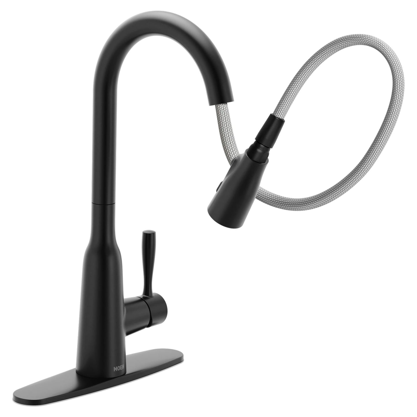 Moen Orivesi Matte Black One-Handle High Arc Pulldown Kitchen Faucet with Power Boost, 87891BL