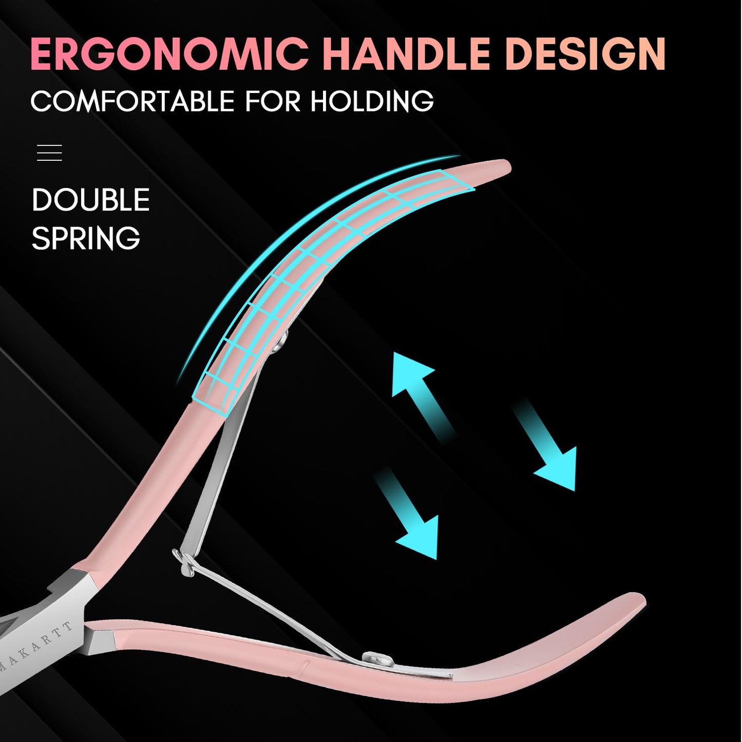 Makartt Cuticle Trimmer with Cuticle Pusher, 3 PCS Pink Nail Cuticle Nipper Bundle with Cuticle Nippers, Pink Cuticle Trimmer Extremely Sharp Full Jaw Cuticle Cutter Nail Care for Manicure Home Salon