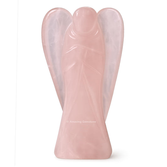 Amazing Gemstone Rose Quartz Angel - Rose Quartz Crystal Angel and Pocket Guardian Angel Crystal Figurines (1.5 inches)