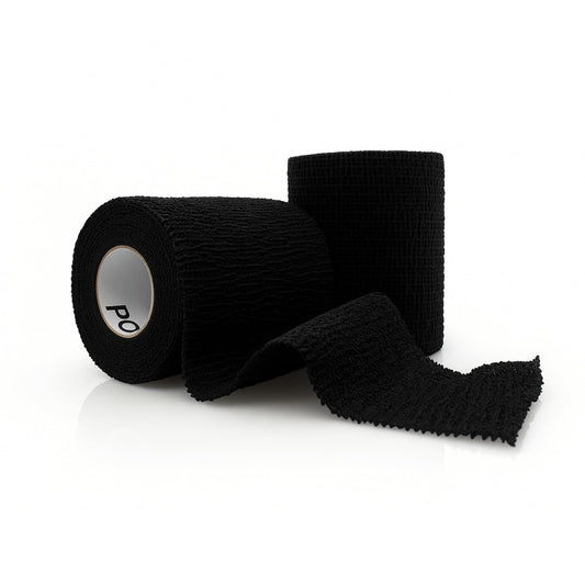 OVIK Health PowerFlex – Self-Adhering Sports Wrap for Injury Prevention & Post-Injury Stability – Medical-Grade, Sweat & Water Resistant First Aid Wrap for Athletes – Black, 3 inch, 2 Rolls