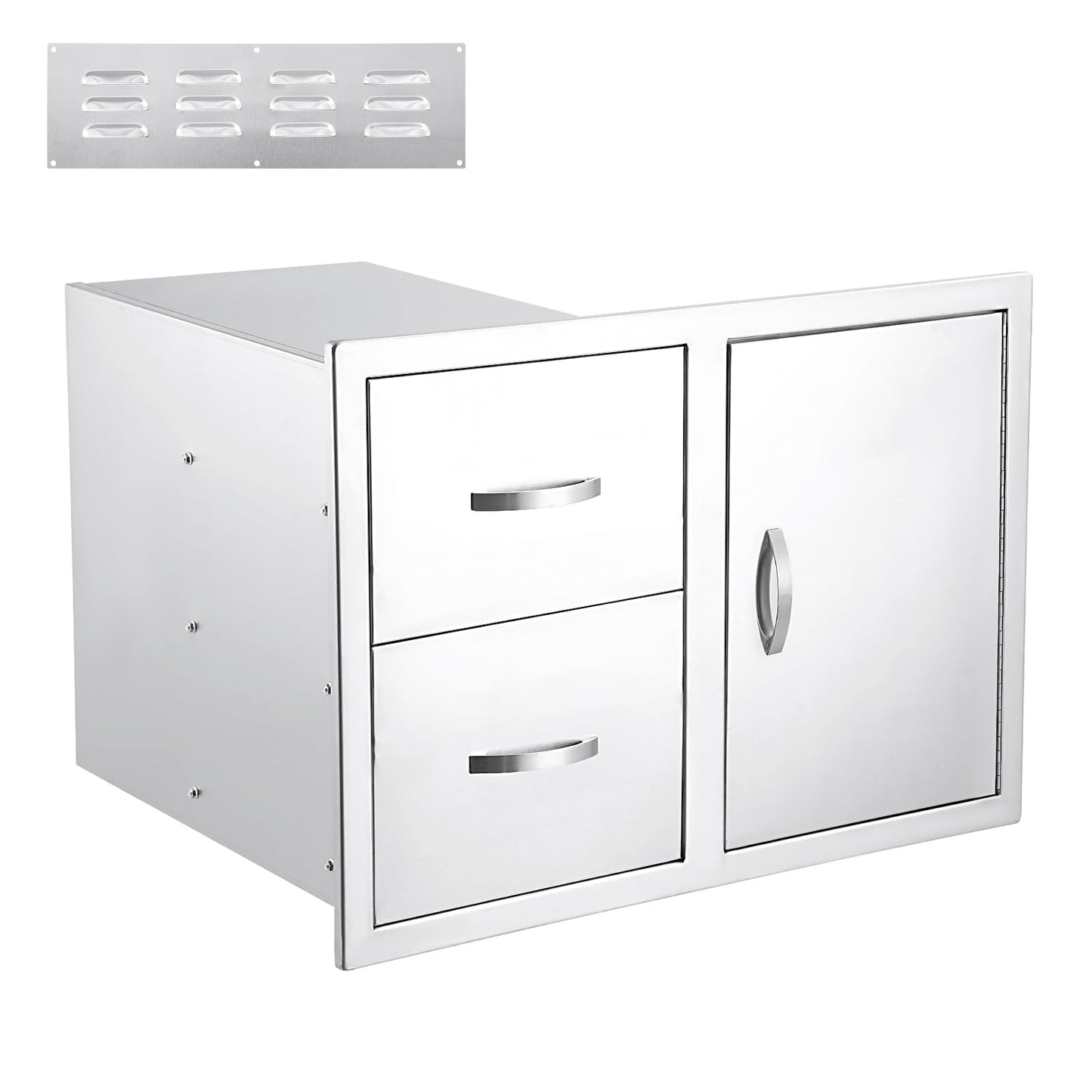 GarveeLife 33''W x 22''H x 22''D Outdoor Kitchen Drawer Combo with Paper Towel Rack, BBQ Access Door Drawers Combo with Stainless Steel, Perfect for BBQ Grill Station Outdoor Kitchen Storage Cabinet