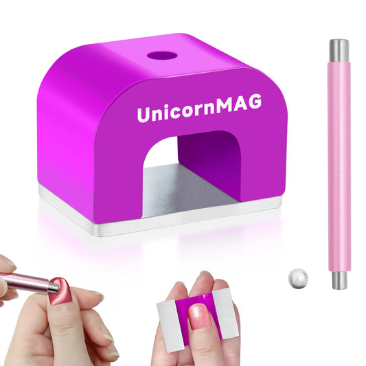 UnicornMAG U-Shaped Horseshoe Nail Art Magnet with 30 lb Magnetic Pull - Heavy Duty Alnico Magnet for Cat Eye, Velvet, Aura, 3D Magnetic Nail Polish Effects (Purple)