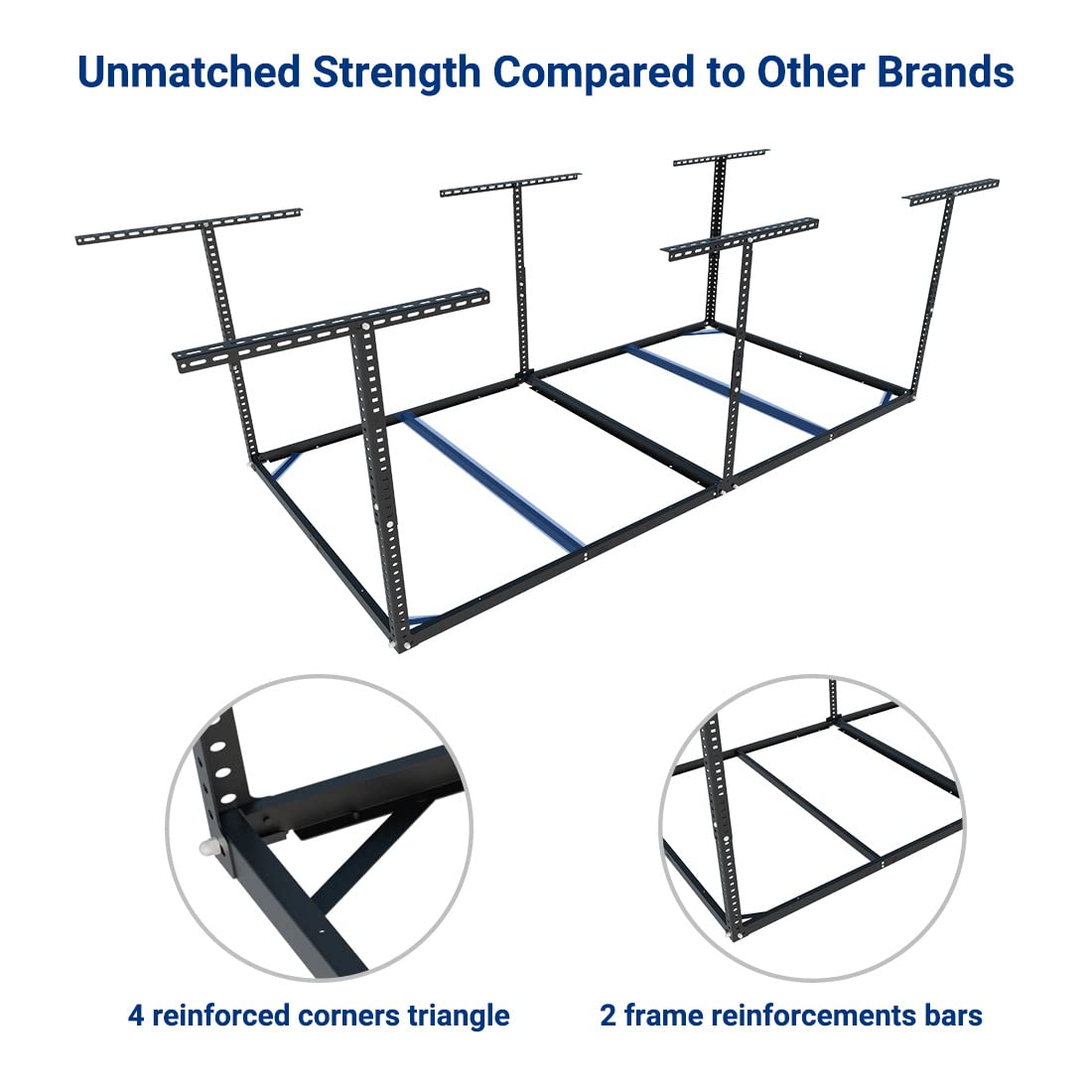 FLEXIMOUNTS 4x8 Overhead Garage Storage Rack without Decking, plus 2-Pack 2x4ft Wall Shelving Rack for Bikes and Tools, 450lbs+440lbs Capacity, Heavy-Duty Garage Organizer, Black