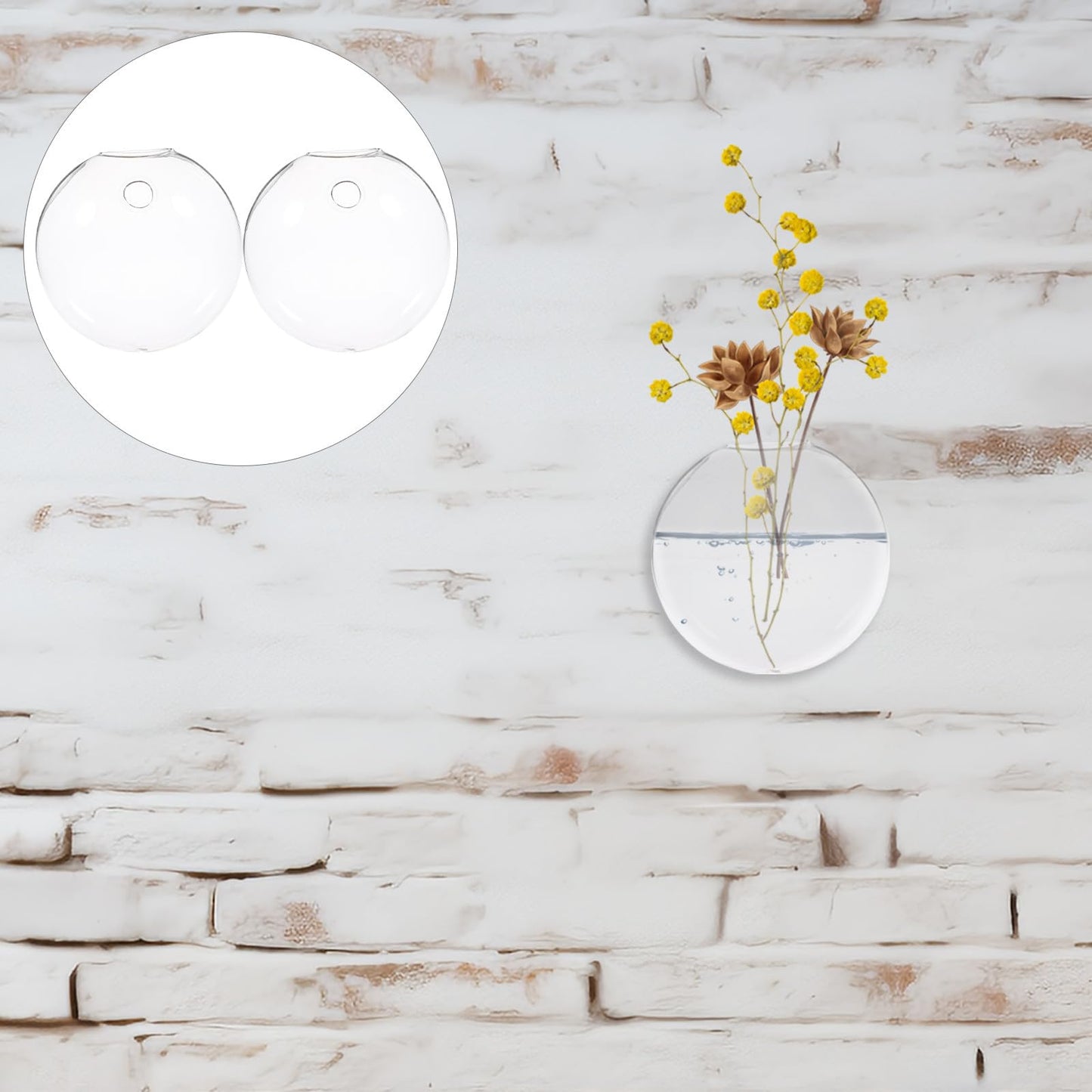 SUPVOX 2pcs Wall Mounted Glass Vase Hydroponic Planter Small Hanging Glass Terrarium Indoor Plant Holder for Home Office Décor