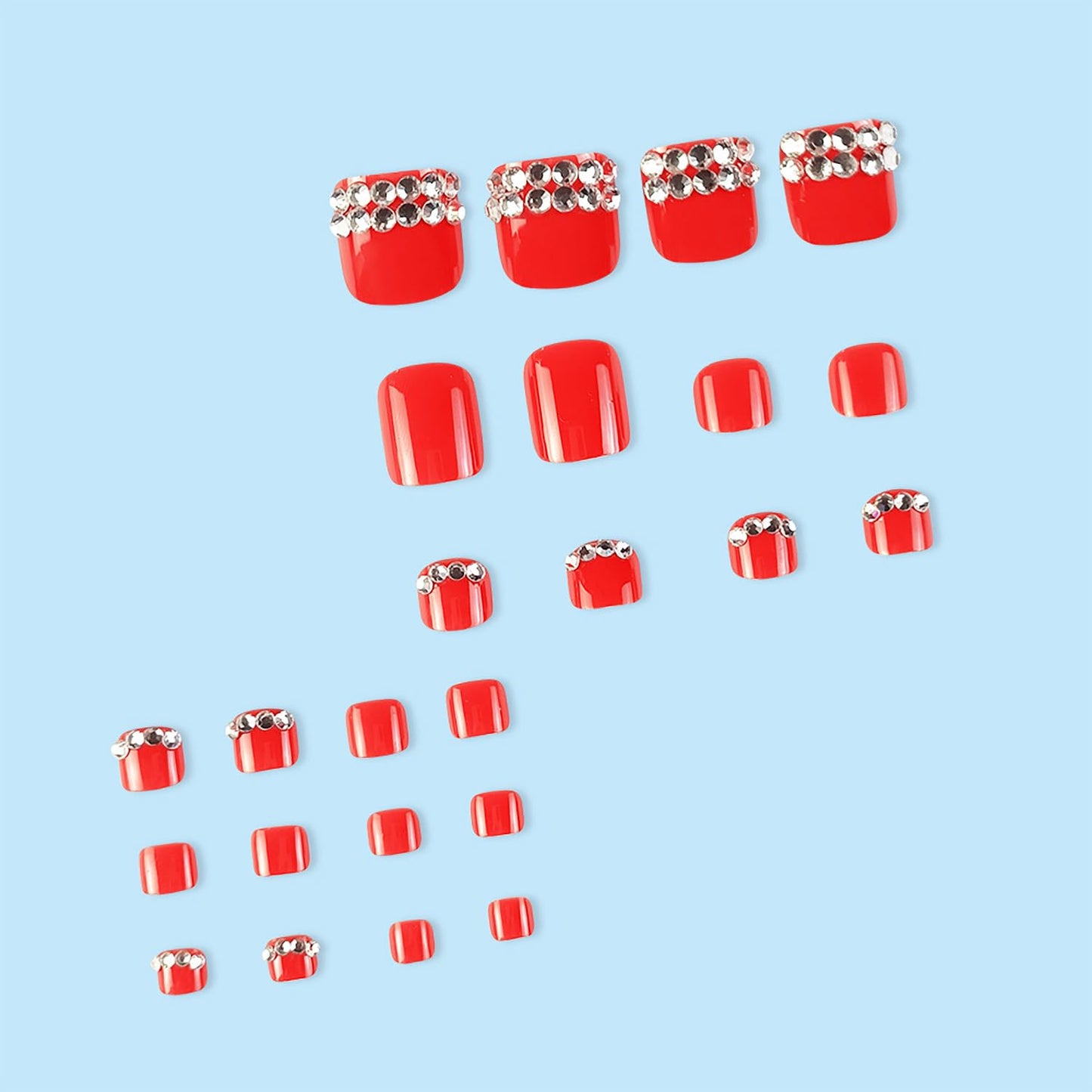 FIEONCIY Press on Toenails with Designs Acrylic Fake Nails for Toe Artificial False Nails with Charms Glue on Toe Nails for Spring Summer Stick on Toenails for Women Girls(JZ006)