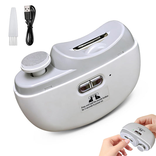 Electric Nail Clipper and Trimmer, 2 in 1 Automatic Nail Grinder with LED Light for Baby, Kids, Adults, Seniors, USB Rechargeable, 2 Speeds, Built-in Dust Collector, Quiet All-in-One Manicure Device