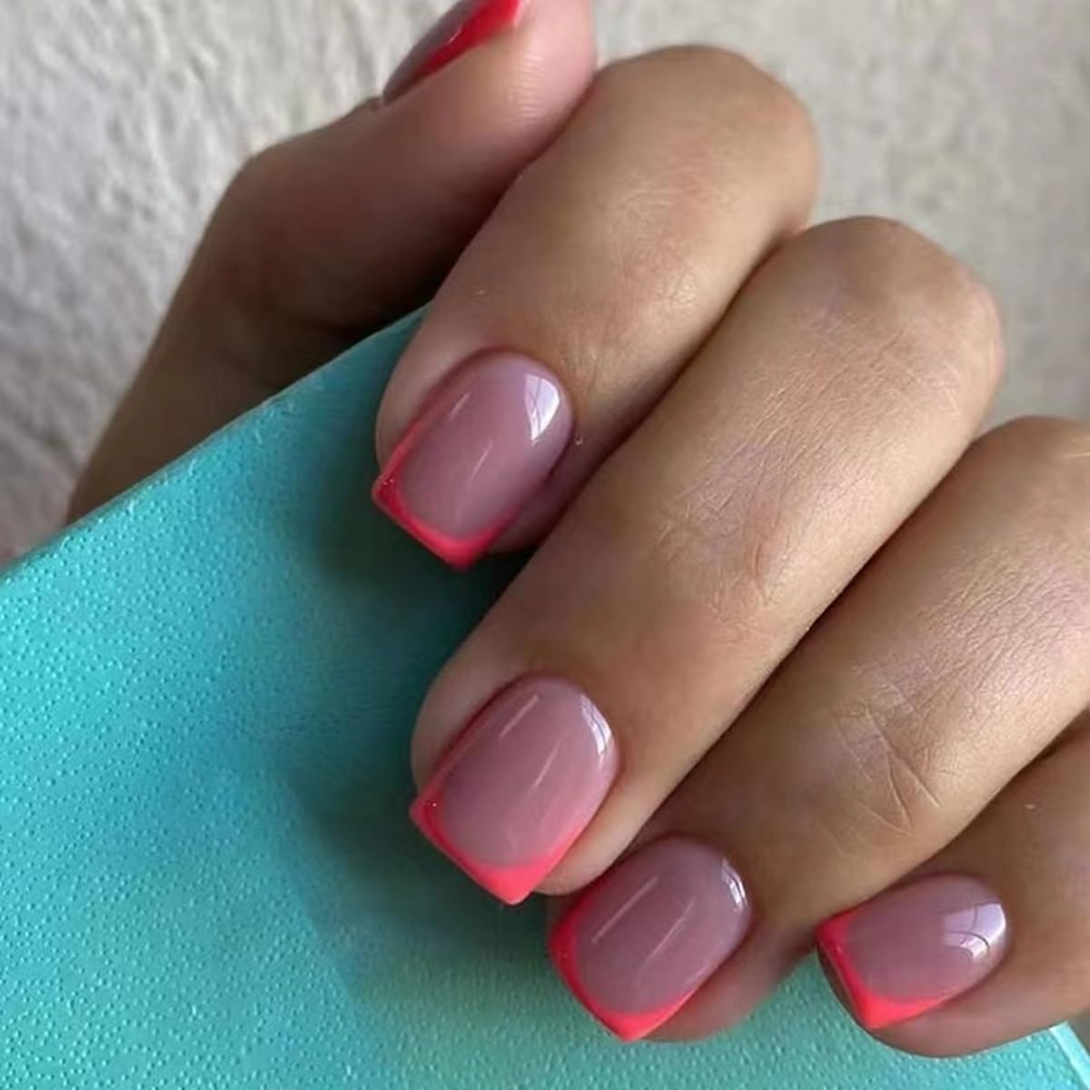 CTTHNBD 6 Packs (144 Pcs) Press on Nails Square, French Tip Press on Nails Short, Medium - Fake Nails Kit for Women 12 Sizes - 6 Styles