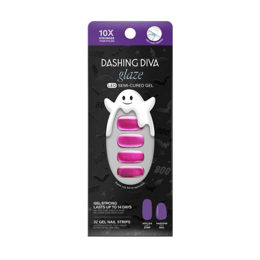 Dashing Diva Glaze Nail Strip Set - Spell On You - Long Lasting, Chip Resistant, Semi-Cured Gel Nail Strips - Gel Set - 4-Piece Manicure Kit with 32 Strips
