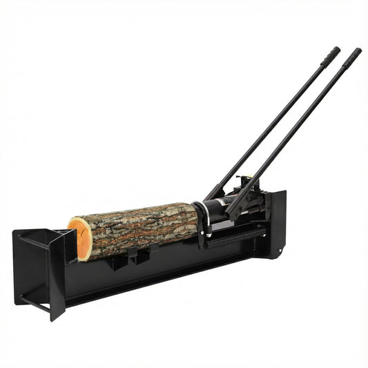 FinerFurnis 12 Ton Hydraulic Manual Log Splitter - Heavy Duty Full Steel Construction - 2-Speed Hand Operation, Spring-Loaded Return, Built-in Wheels, Splits Logs Up to 18.7" - Portable Firewood
