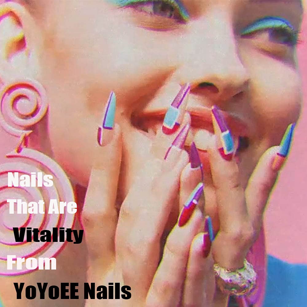 YoYoee French False Nails Long Coffin Press on Nails Daisy Fake Nails Acrylic Full Cover Ballerina Nails Tips for Women and Girls 24Pcs