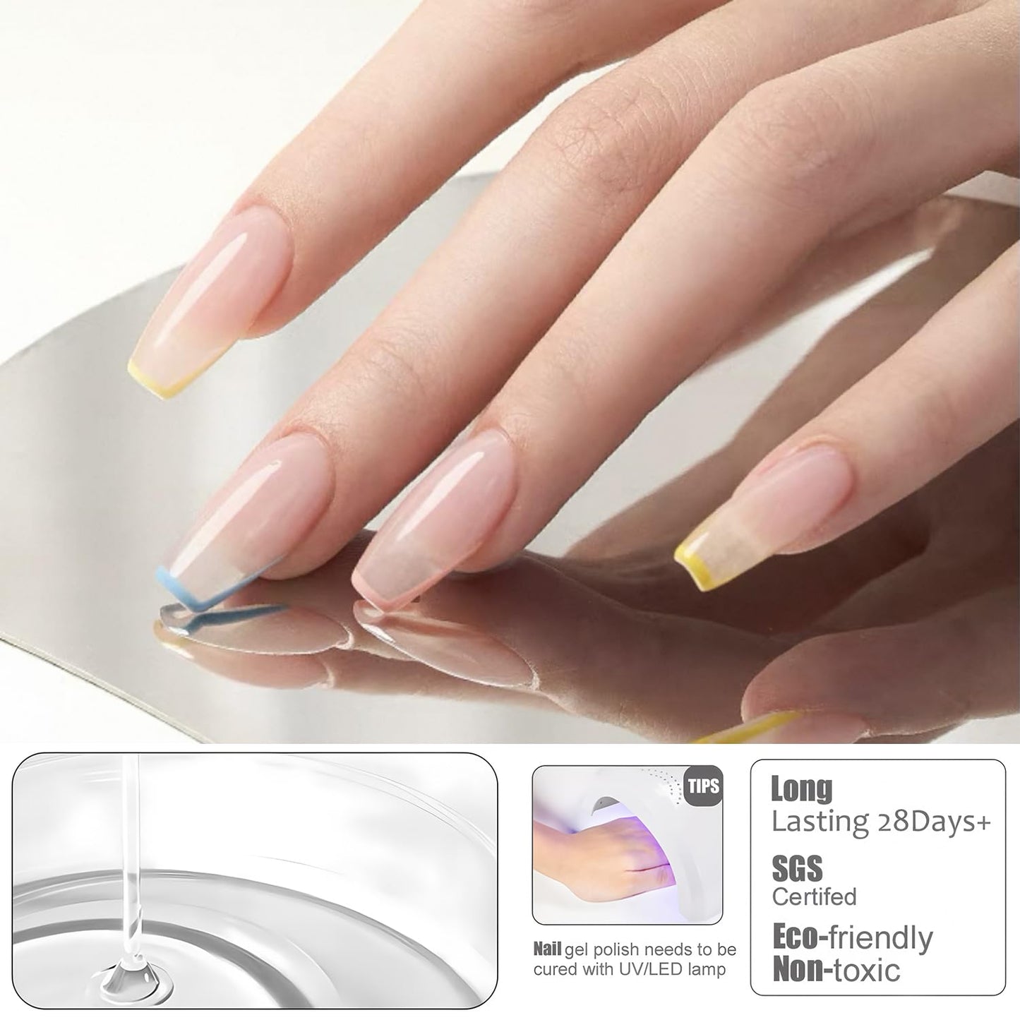 Vishine UV LED Nail Lamp Gel Nail Polish Kit, 36Pcs Jelly Translucent Natural Color Gel Base and Matte & Glossy Top Coat Soak Off DIY Art Manicure All-In-One Nail gel Kit