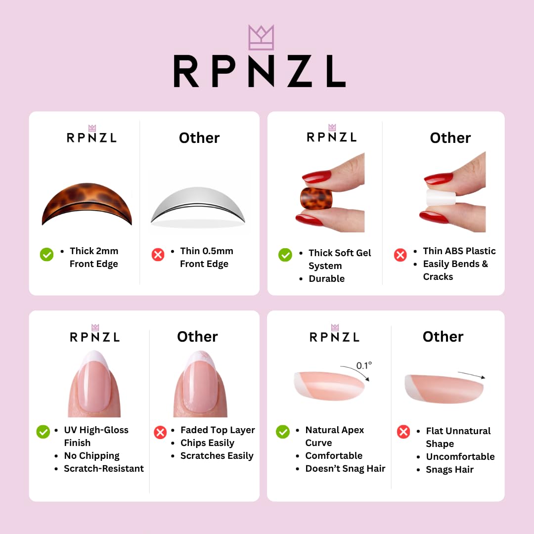 RPNZL Press On Nails - Berry | Red Polka Dot UV Finish Almond Nails, Salon Quality | 32 Nails, 16 Sizes Kit with Glue and Adhesive Tabs I Female Founded