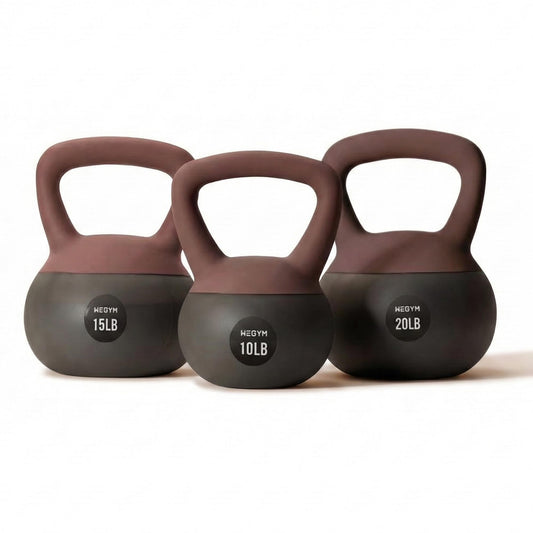 WeGym Soft Kettlebell with Cushioned Impact Resistant Base, Anti Slip Wide Grip Handle for Home Workouts, Weightlifting, Full Body Training (10+15+20LB - 3 Pcs Rose)