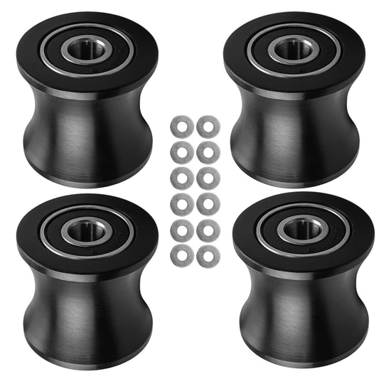 Roller Wheels Set Fit for Total Gym DLX II III Adv DLX 2500 3000 4000 570 2000 Pilates Reformer Machine, 4Pcs Fitness Exercise Equipment Wheel Replacement, with 12Pcs Gaskets