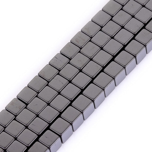 HAAMIIQII 50pcs 8mm Natural Black Hematite Loose Gemstone Beads Square Shape Spacer Stone Beads for Jewelry Making DIY Bracelets Necklaces Crafting