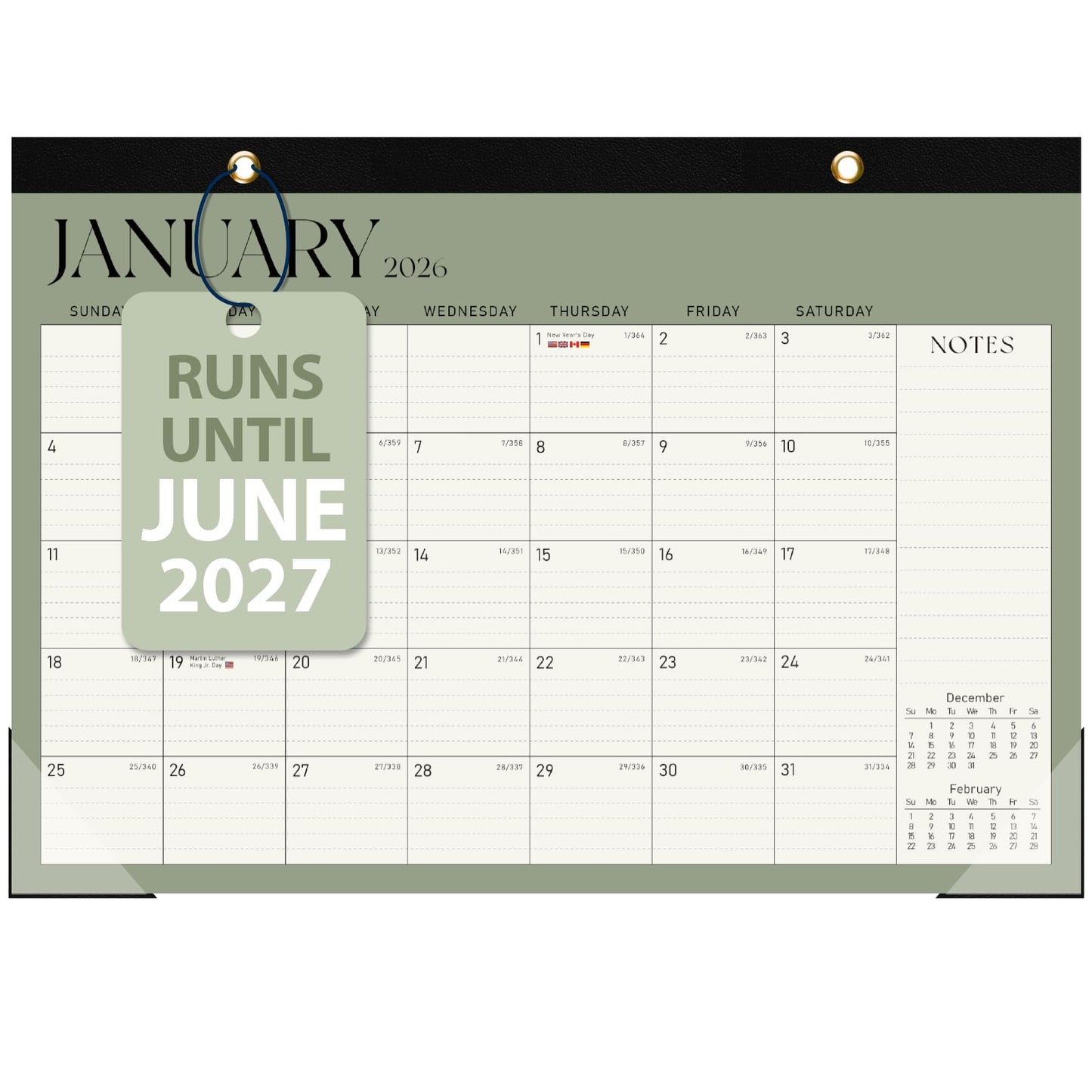 2026 Desk Calendar, Large Desktop/Wall Monthly Calendar (Jan. 2026 - Jun. 2027) 17'' x 12'' School Year Desk Planner for Teacher Family School Office Supplies