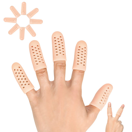 Pnrskter Gel Finger Cots, Finger Protector Support (14 PCS, Breathable NEW MATERIAL), Finger Sleeves Great for Trigger Finger, Hand Eczema, Finger Cracking, Finger Arthritis and More.