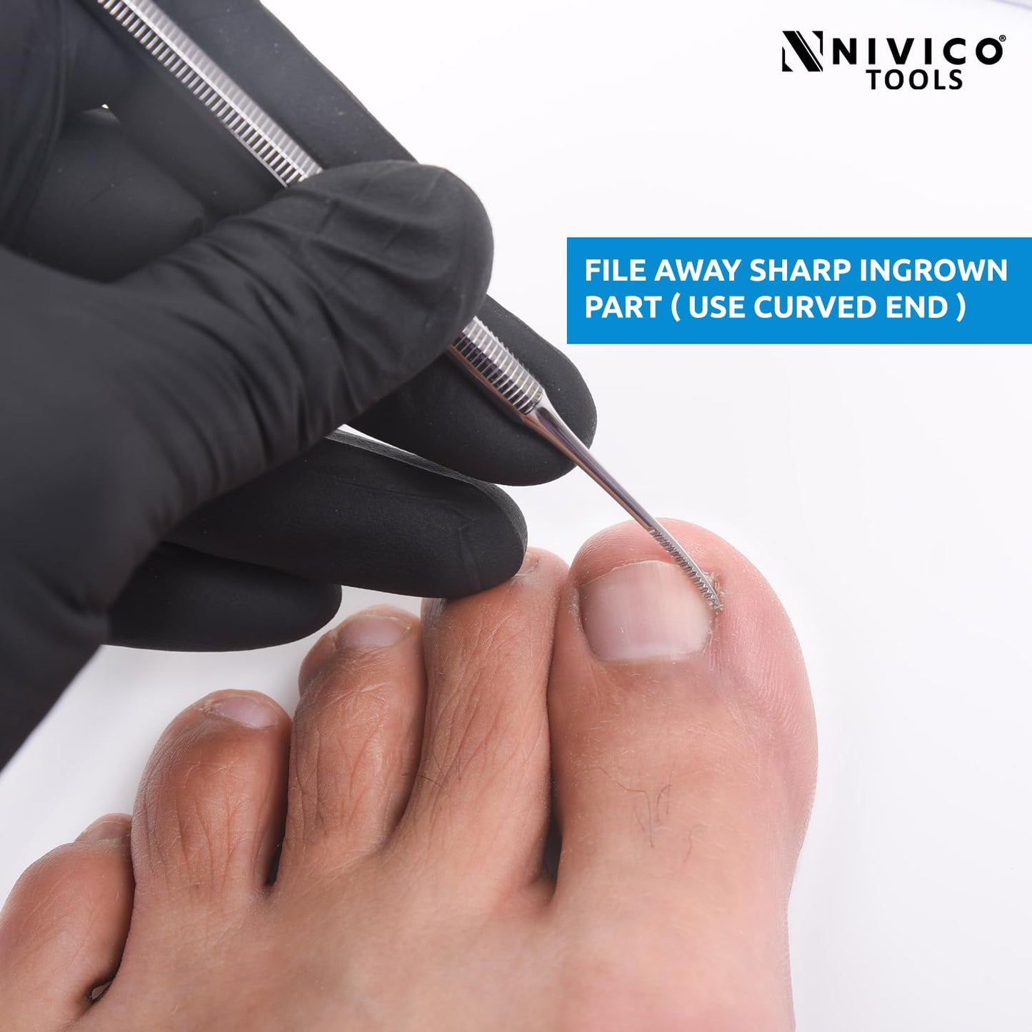 NIVICO Corner File Nail Pusher And Cuticle Pusher Tool | Hex handle Solid Cuticle Remover, Nail Cleaner And Scraper for Nail Techs, Manicure And Pedicure Essentials