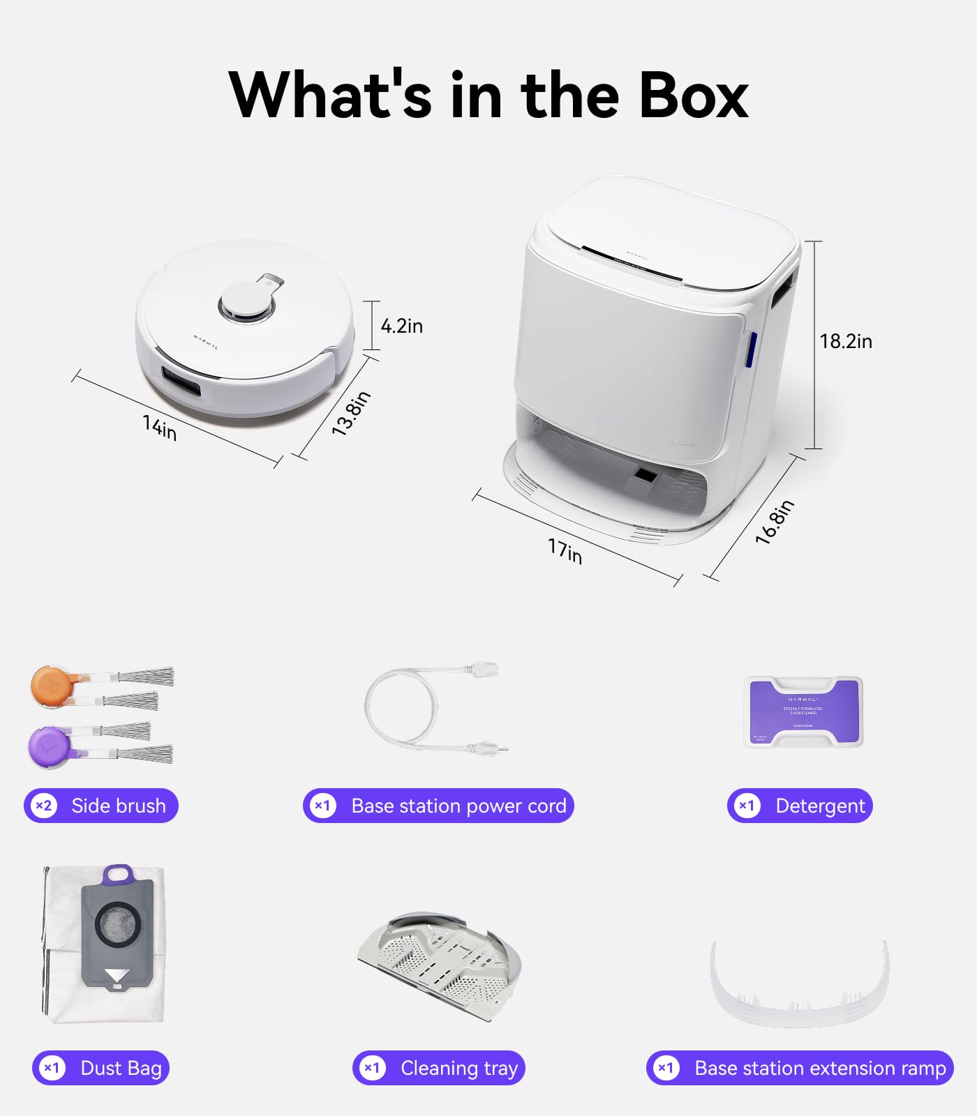 NARWAL Freo Z10 Robot Vacuum and Mop Combo, Tangle Free Robot Mop, 15,000Pa Suction, Adapts to Hard-to-Reach Areas, Self-Emptying, Mop Washing & Drying, Obstacle Avoidance, for Pet Hair & Hard Floor