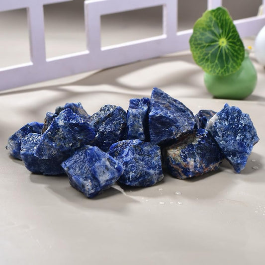 1LB Natural Blue Sodalite Raw Healing Crystals, Energy Stones for Meditation, Reiki, Chakra Balancing, Home Décor and Spiritual Gifts (10-30mm)