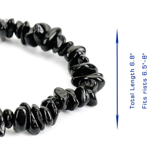 Herxion Black Tourmaline Bracelet for Women & Men- Natural Raw Beads Protection Bracelets, Irregular Chips Stretch Healing Crystals Anxiety Relief Jewelry for Stress & Negative Energy Cleansing