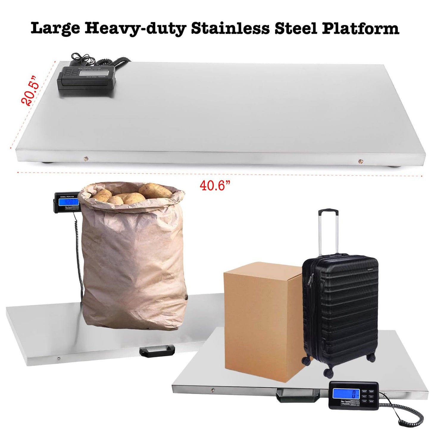 1100Lbs / 0.2Lbs Livestock Scale, Large Digital Pet Dog Scale, for Veterinary with 40.6x20.5in Stainless Steel Platform, Heavy Duty Industrial Shipping Scale for Large Breed Animal Farm