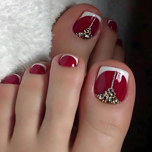 FIEONCIY Press on Toenails with Designs Acrylic Fake Nails for Toe Artificial False Nails with Charms Press on Toe Nails for Spring Summer Stick on Toenails for Women Girls(WSJ2518)