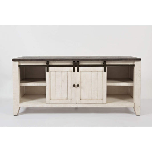 Jofran Madison County Reclaimed Pine Barn Door TV Stand Console, 60', White