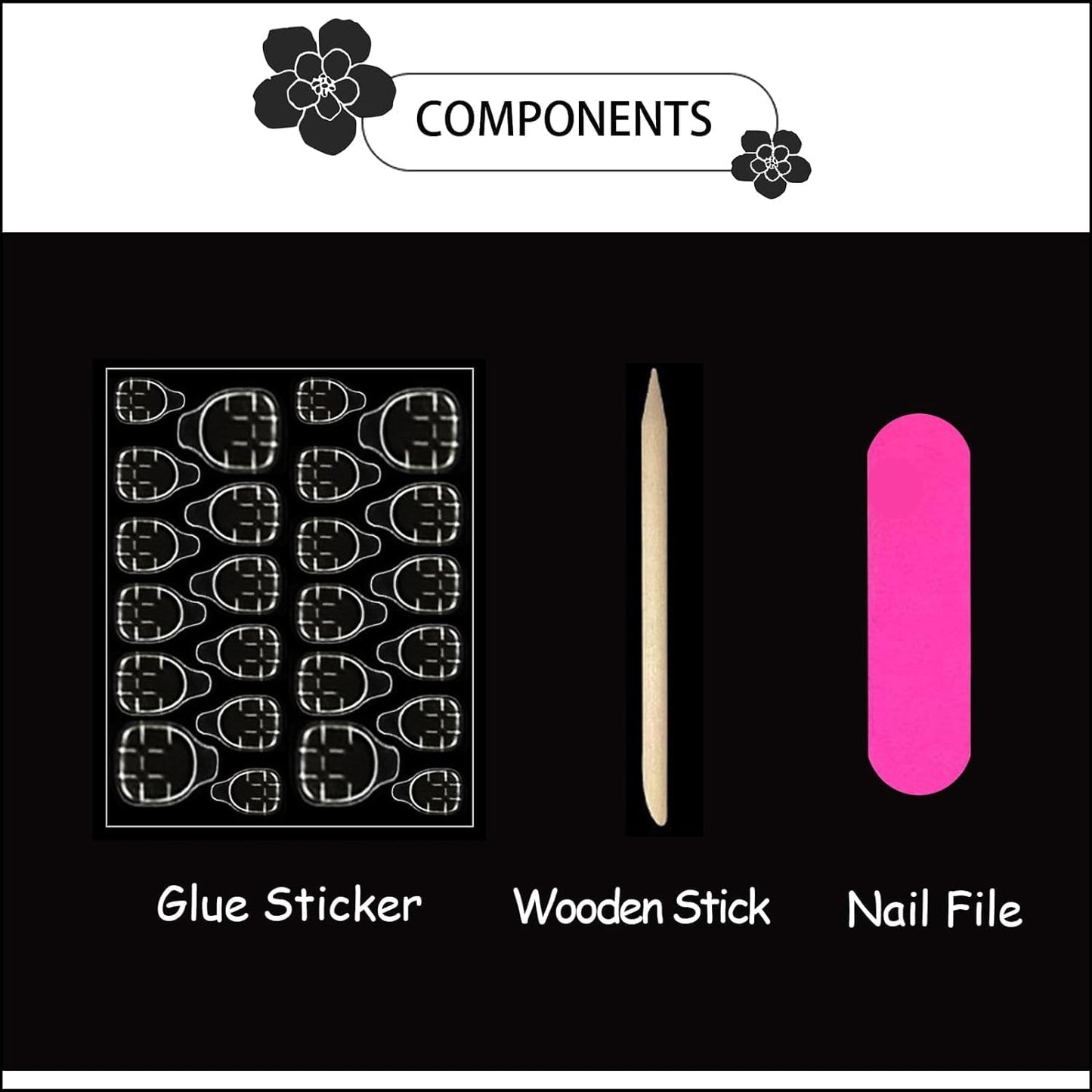 White French Tip Press on Nails Square - Short Fake Nails with Red Heart Design - Chrome Full Cover Stick on False Nails - for Women 24 Pcs