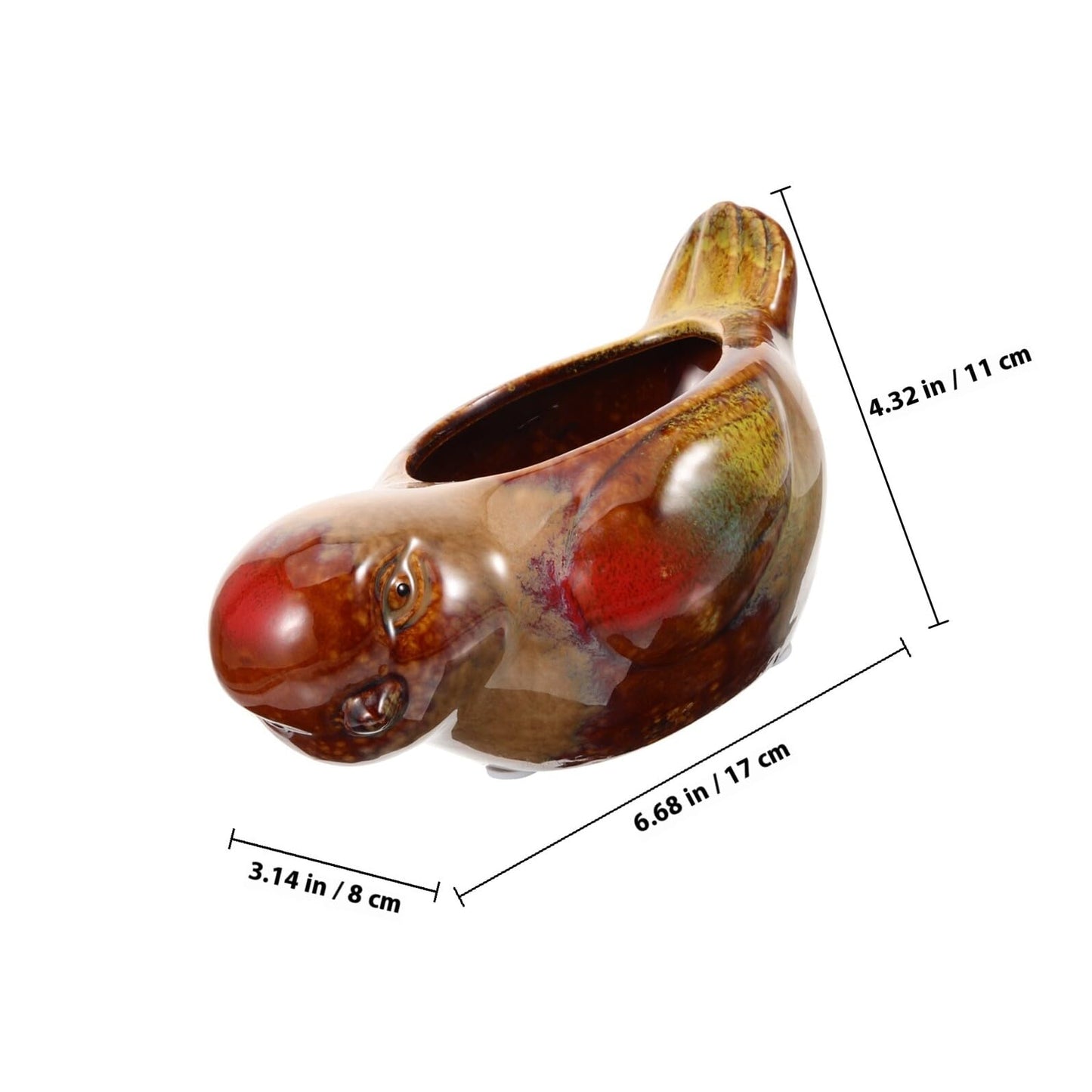 Levemolo Ceramic Succulent Planter Pot with Bird Motif for Indoor and Outdoor Balcony Gardening, Glazed Pottery Bowl Planter for Succulents and Small Plants
