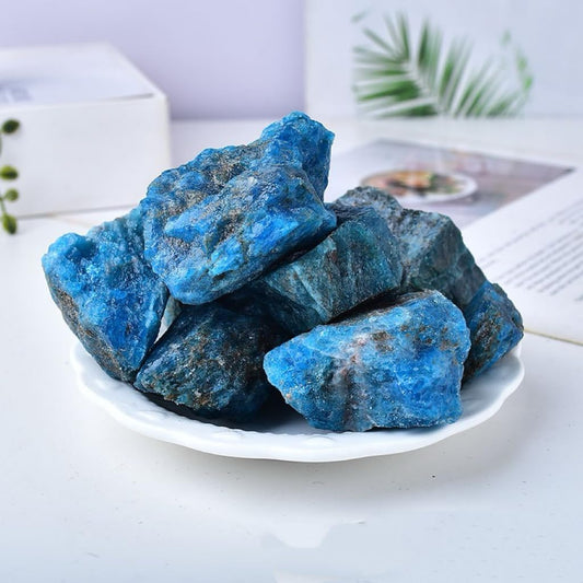 1LB Natural Blue Apatite Raw Healing Crystals, Energy Stones for Meditation, Reiki, Chakra Balancing, Home Décor and Spiritual Gifts (10-30mm)