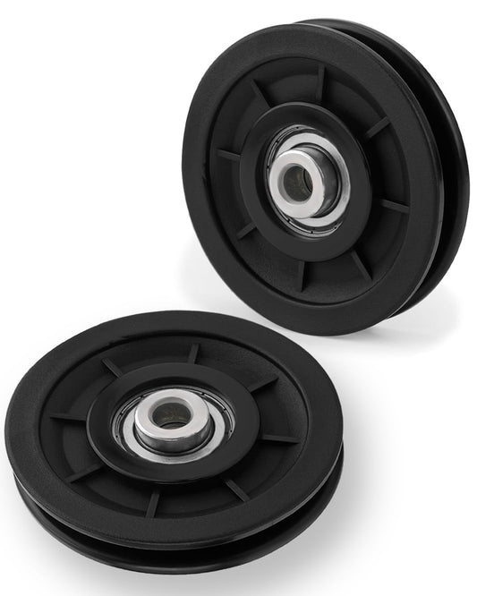 Zepofit Pulley Wheel Bearing 90mm Nylon - Universal Pulleys for Gym Cable Machine Smith Machine Garage Barn Door Parts Weight Lifting System Replacement LAT Pulldown Attachment (2, Silver Center)