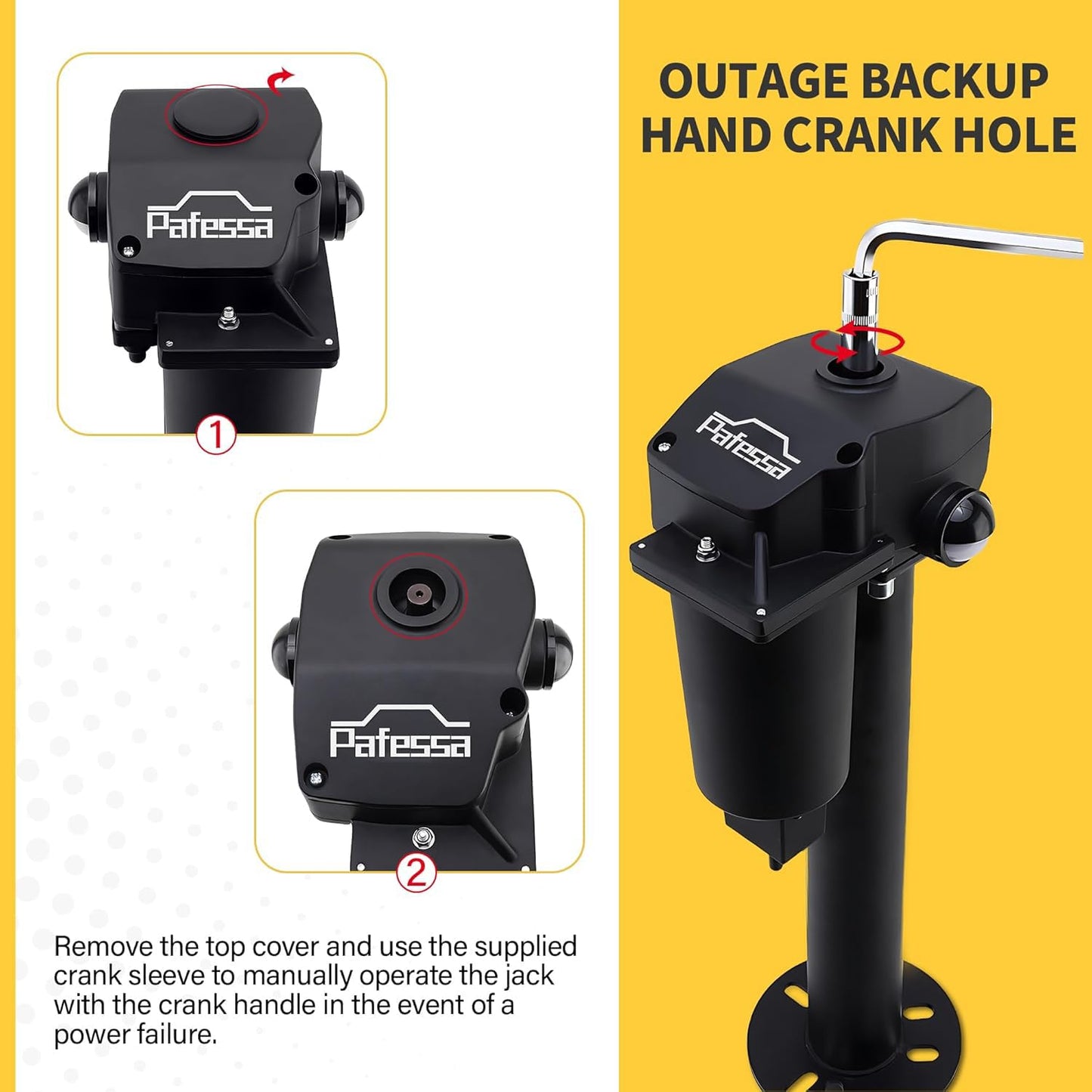 Pafessa 12V Electric A-Frame Trailer Tongue Jack with 7 Way Plug, 3500lb Lift Capacity 18” Travel Add 4.5” with The Drop Foot, Protective Cover Included