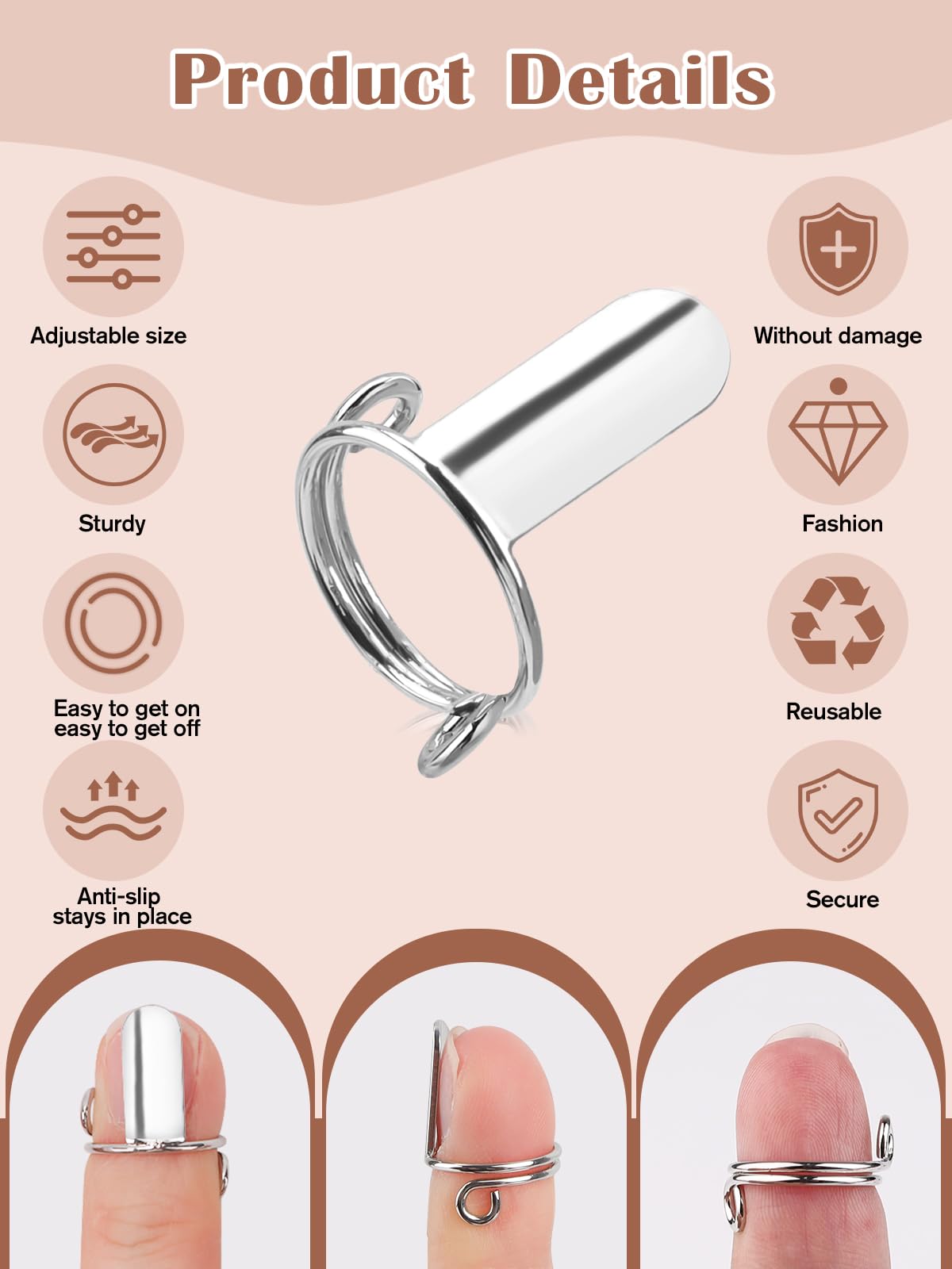 20PCS Nail Rings, EBANKU Updated Adjustable Nail Rings Detachable Reusable Women Gift Ring Set with 120PCS Adhesive Nail Tabs for Acrylic Nail Art Decoration Gold and Silver