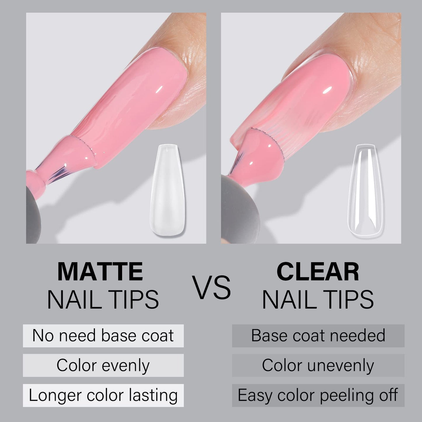 AILLSA Medium Coffin Nails Tips - Upgraded Matte Soft Full Cover Gel Nail Tips No Filed, 240Pcs Pre-shaped Gelly Tips Acrylic Clear Fake Press On Nail Tips for Soak Off Nail Extension 10 Sizes
