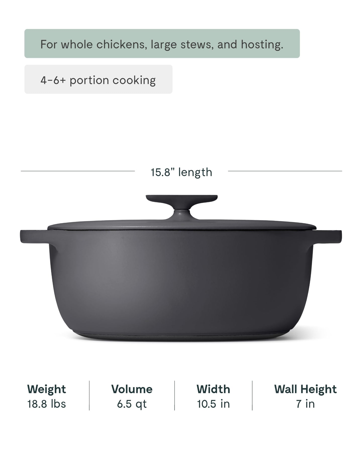 Caraway Enameled Cast Iron Dutch Oven - 8qt Dutch Oven With Lid - 3 Layer Enamel Coating - No Seasoning Required - Compatible With All Stovetops - Oven Safe - No Forever Chemicals - Charcoal