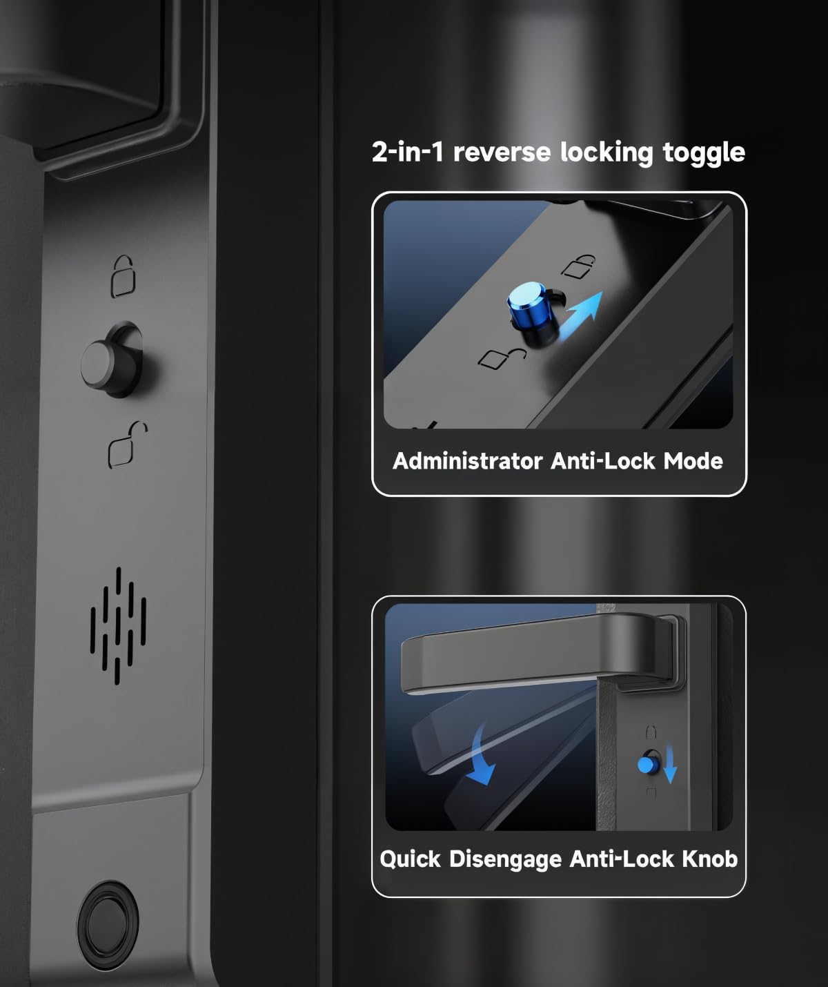 eLinkSmart Slim Keypad Door Lock Built-in WiFi Fingerprint Keyless Entry Mortise Smart Lock for Sliding Patio Glass Door, 2885 Hook Latch, Fits 22–110mm (0.87"-4.33") Door Thickness, Tuya App