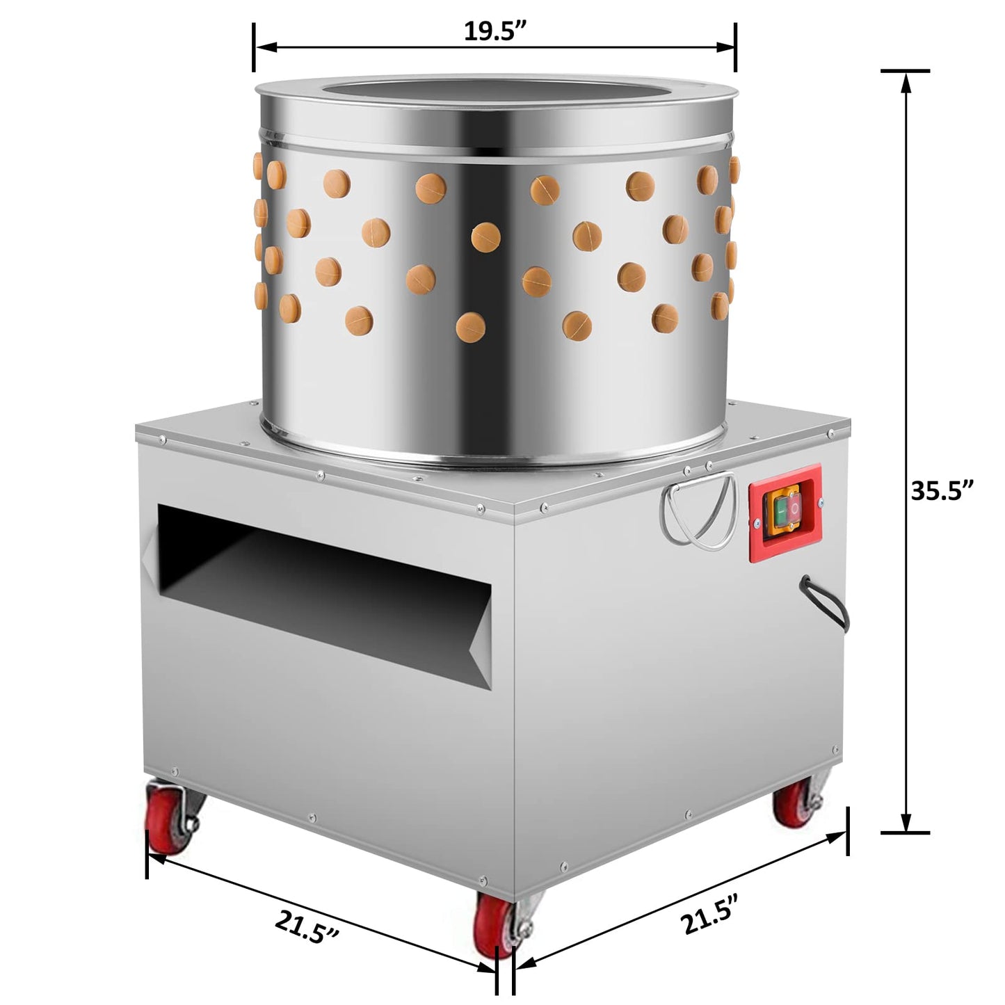 Panghuhu88 2HP Chicken Plucker Machine, 20Inch Turkey De-Feather Remover Poultry Stainless Steel Machine 1500W 275R/min Barrel Diameter Heavy Duty Feather Plucking Machine