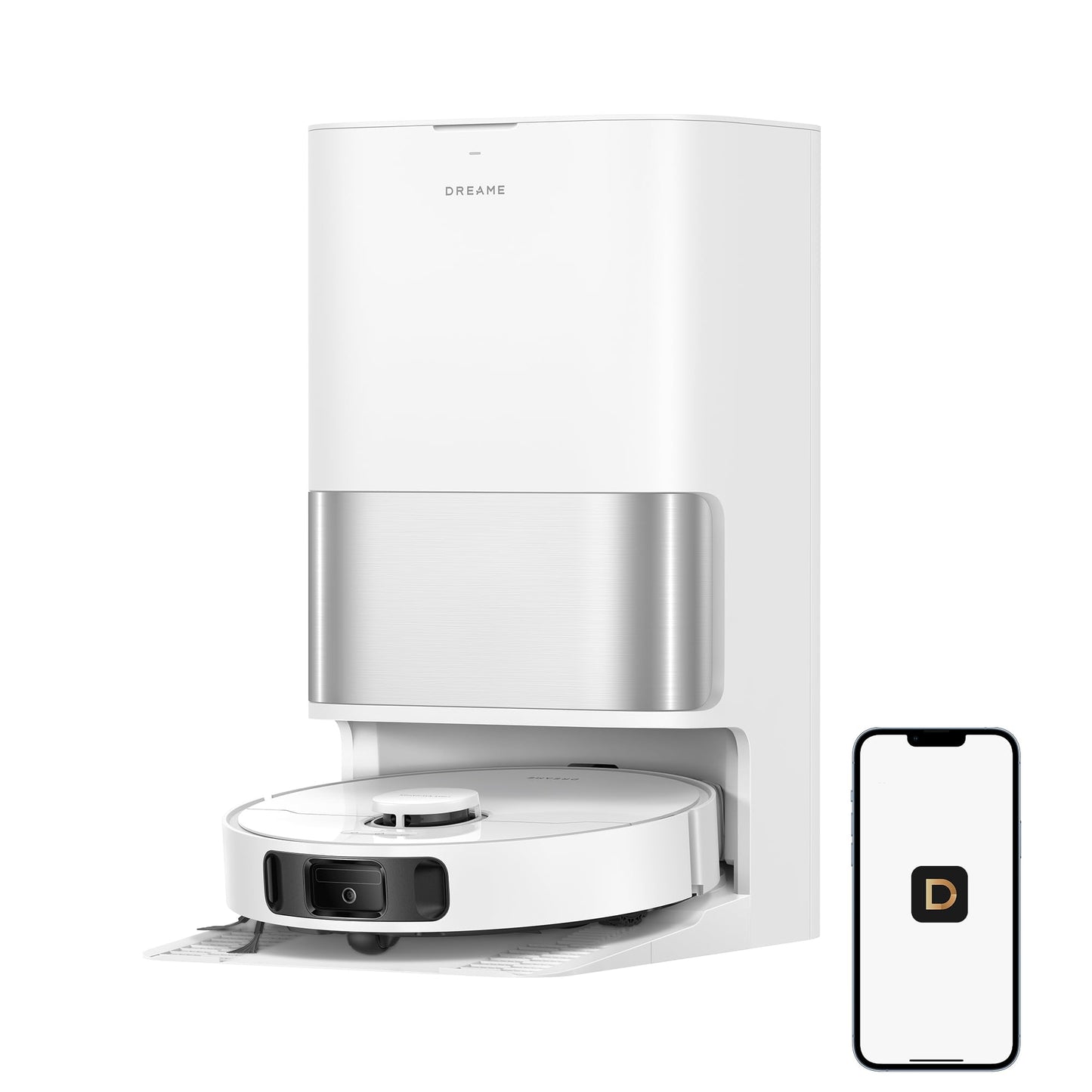 DREAME D30 Ultra Robot Vacuum and Mop, 25,000Pa Powerful Suction, All-in-One Base Station with 100 Days Auto-Empty, MopExtend Tech for Edge Cleaning, Smart Obstacle Avoidance, White