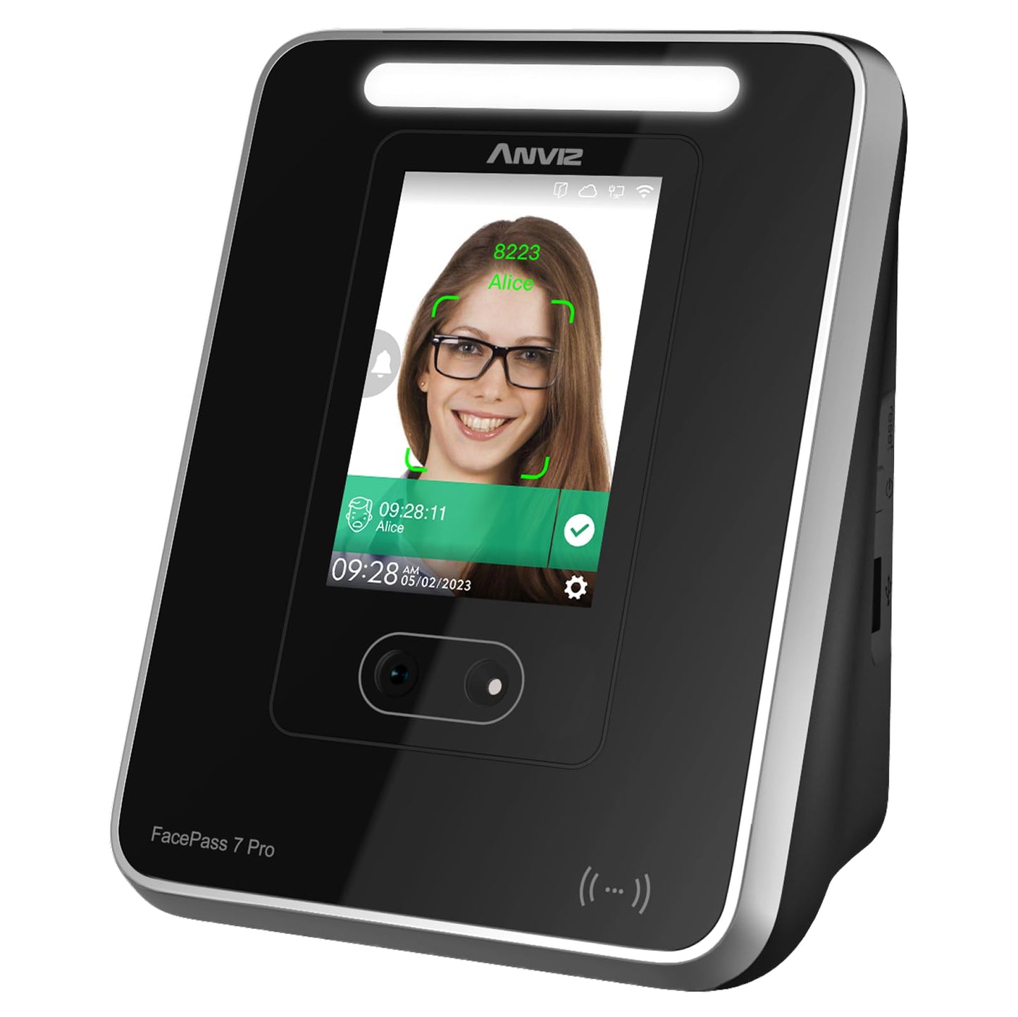 ANVIZ FacePass 7 Pro Cloud-Based Time Clock with Face, RFID, PIN - Free Cloud Software - Biometric Clock In and Out Machine For Employees Small Business - Support Door Access, Touchscreen, 2.4GHz WiFi