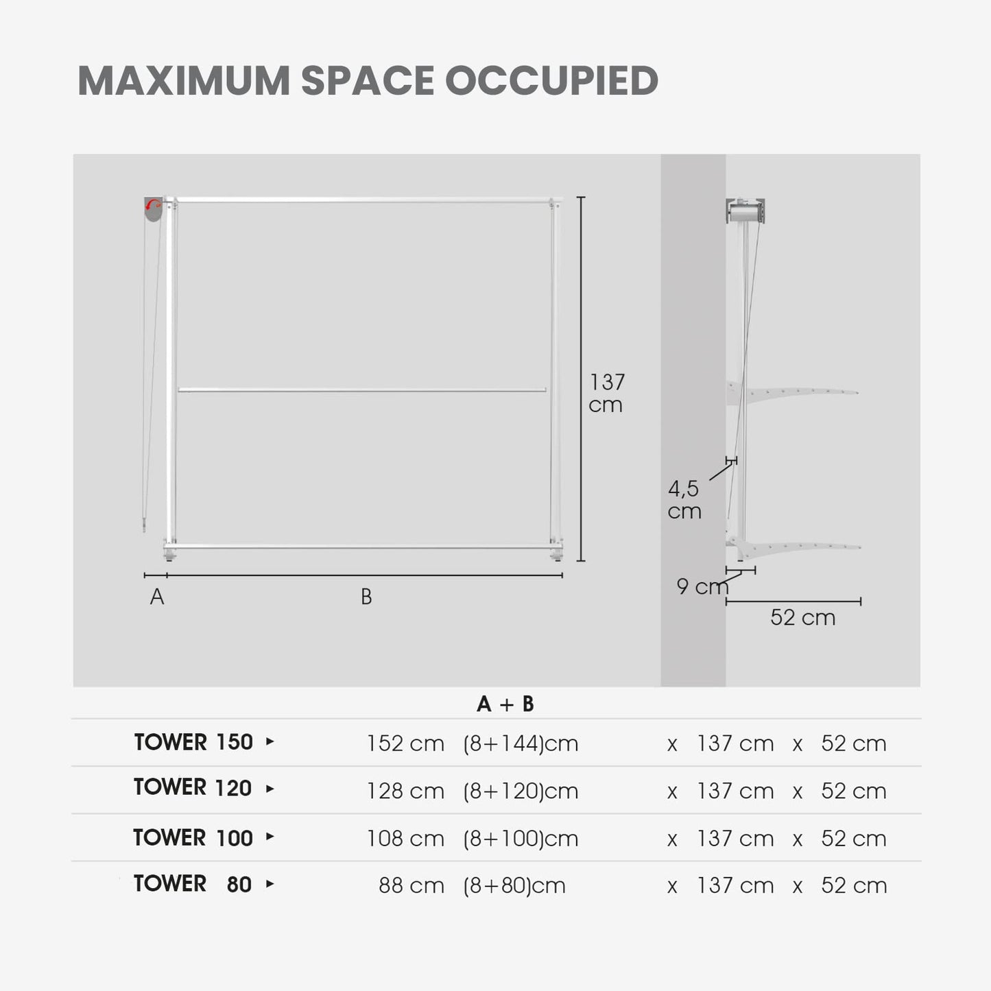 foxydry Tower Vertical Wall Airer - Wall Airer for Indoor and Outdoor Use (White, 128 cm / 50.4 in)