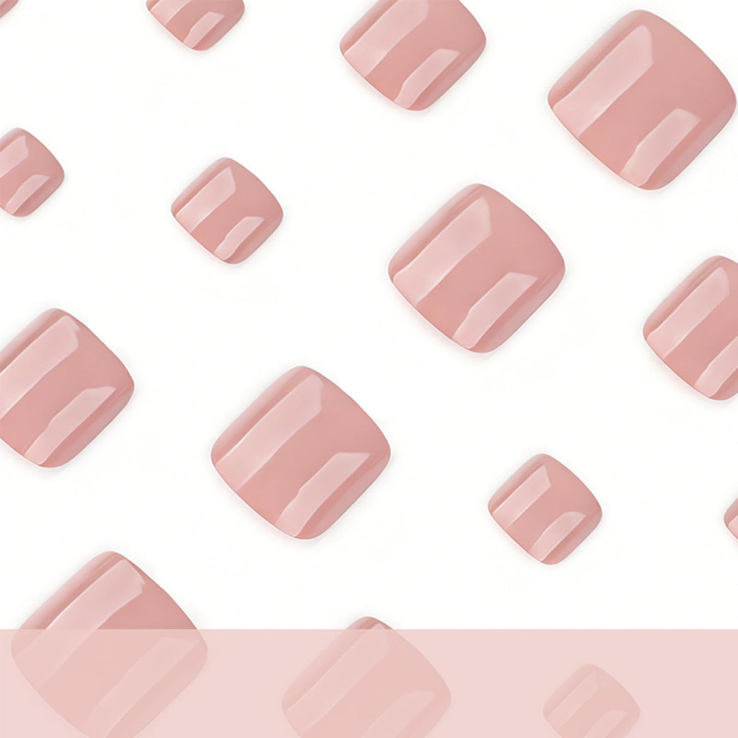 Nude Pink Press on Toenails Short Square Glossy Fake Toe Nails Summer Toenail Press ons Acrylic Toe Nail Tips Reusable Stick on Nails for Women Manicure 24Pcs