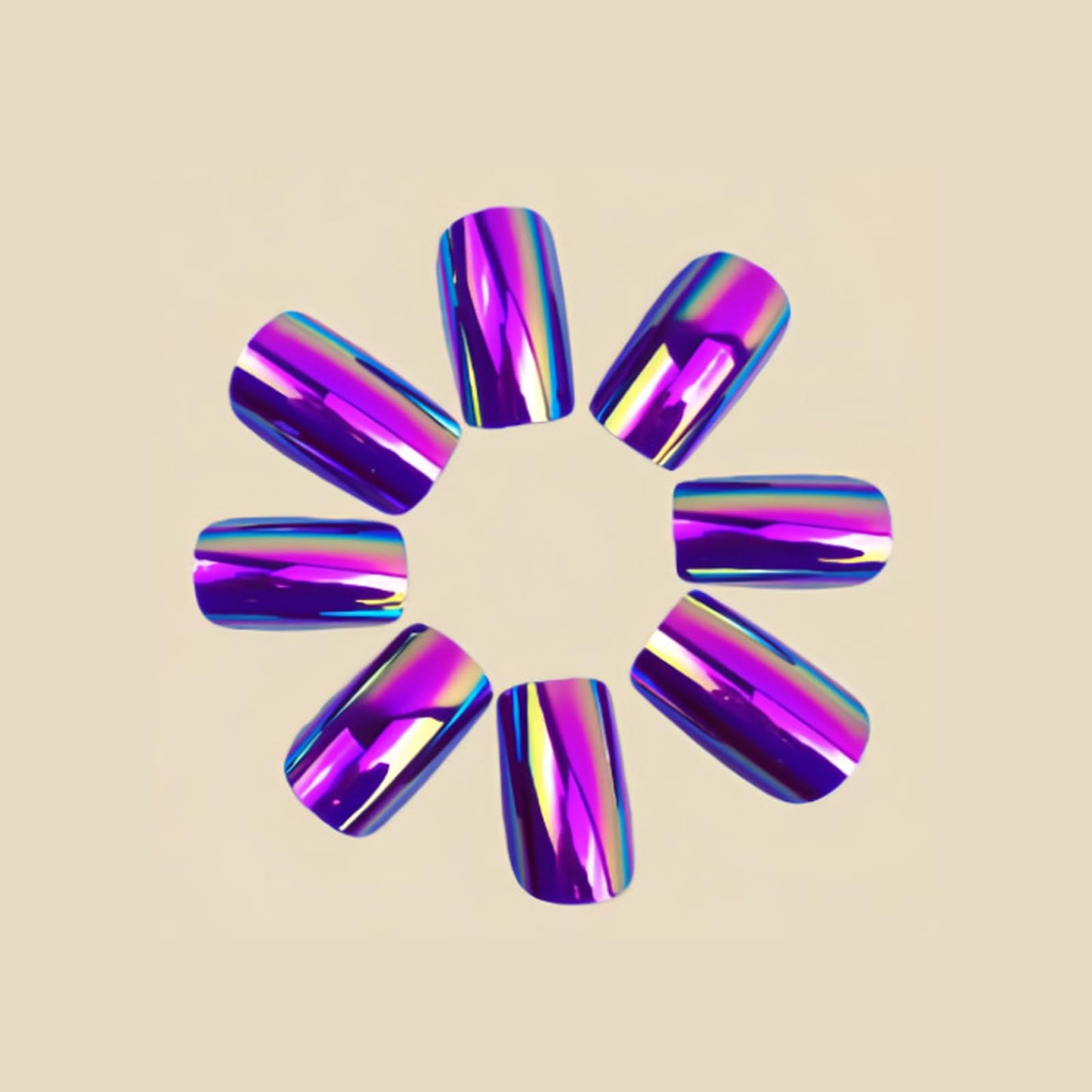 Rose Purple Chrome Press on Nails SHIQIXIANNV Medium Square Fake Nails Metallic Mirror False Nail Design Purple Electroplated Glossy Acrylic Nails for Women Girl DIY Manicure Decoration 24Pcs